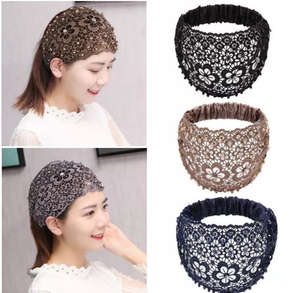Plum Blossom Beaded Wide Headband