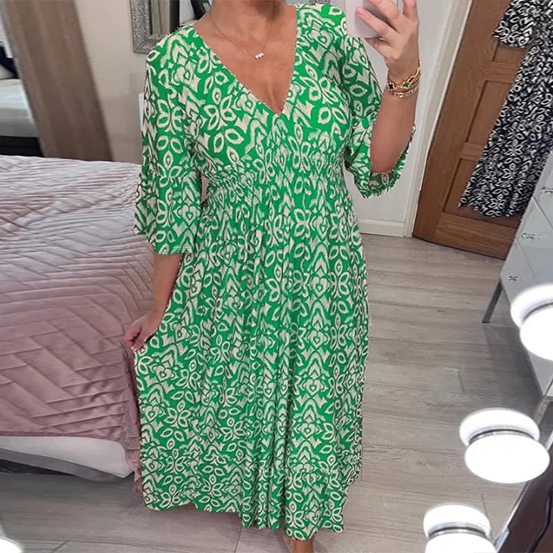 Punainen painettu Maxi-mekko