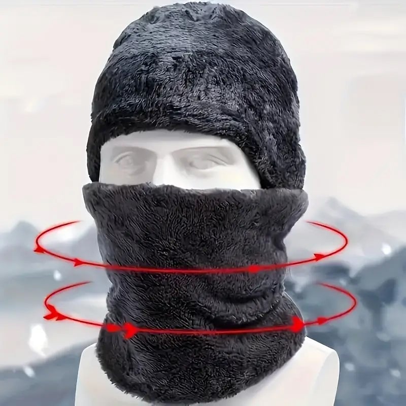 Knit Beanie Scarf and Gloves Warm 3-Piece Set