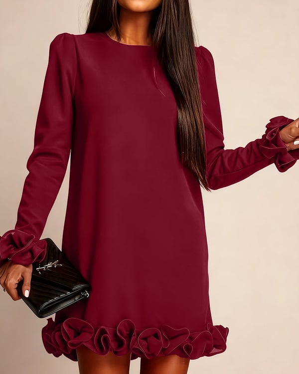 Kleid Puffärmel Gerade Blütenknospe