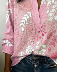 Floral Stand-Collar Blouse