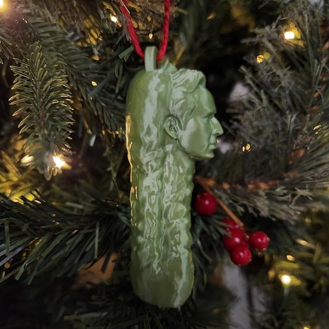 grappig Nicolas Cage kerst groen augurk hangend ornament