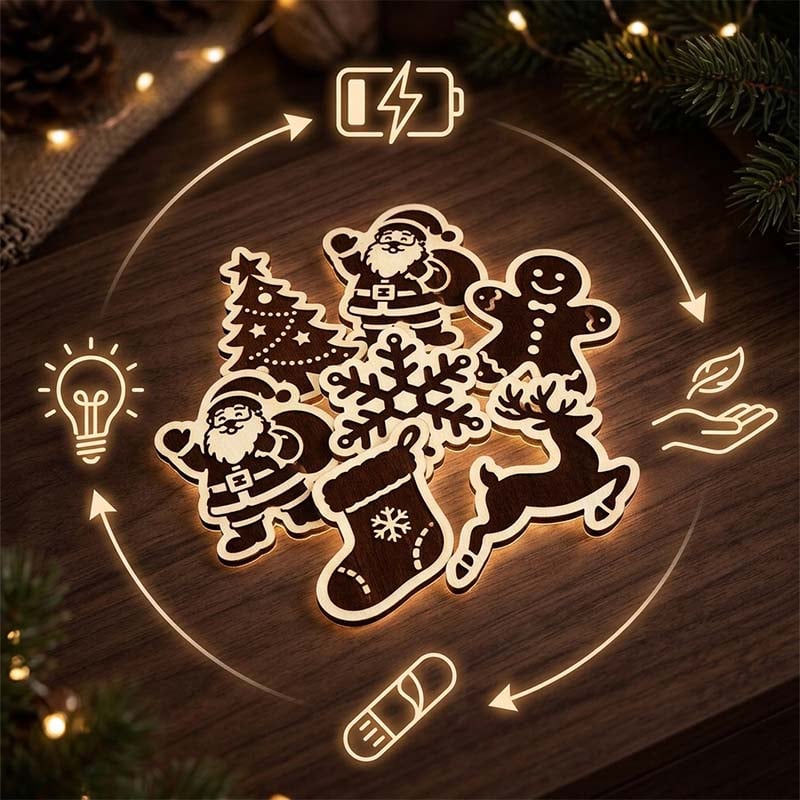 Light-up Christmas wall decoration displayed on a smooth wall