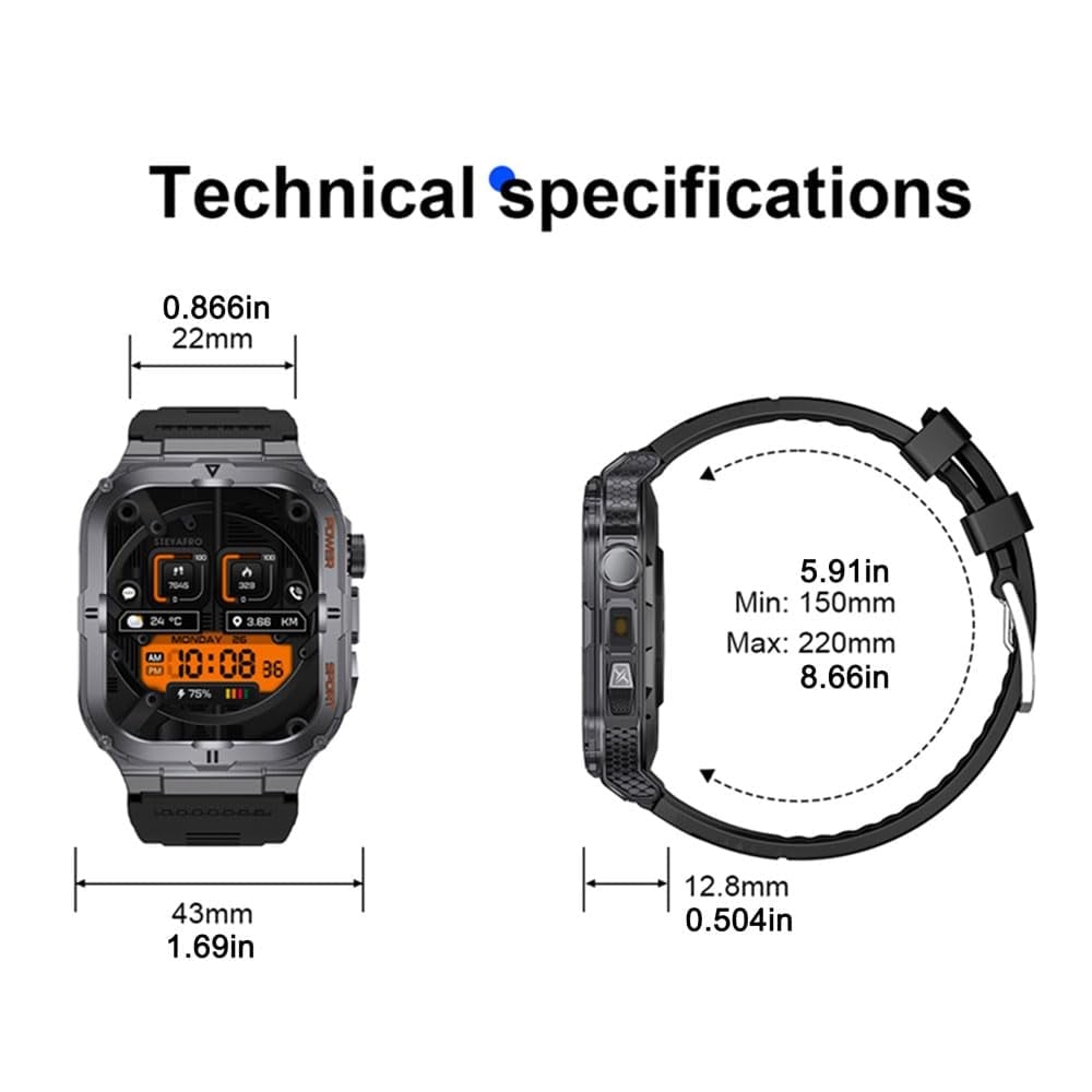 Sakerplus Military Smartwatch for Men with LED Flashlight