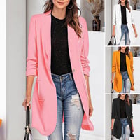 Women's Casual Slim Fit 3/4 Sleeve Long Blazer