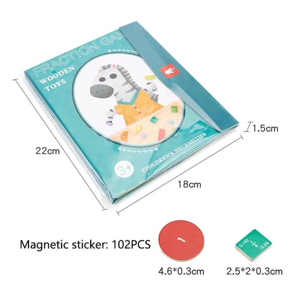 Montessori Magnetic Book Fraction Puzzle Designed for Kids