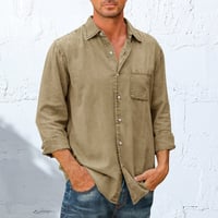 Mens Denim Long Sleeve Button Down Shirt