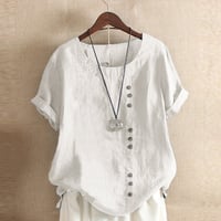 Enfärgad kortärmad sommar-t-shirt med rund hals