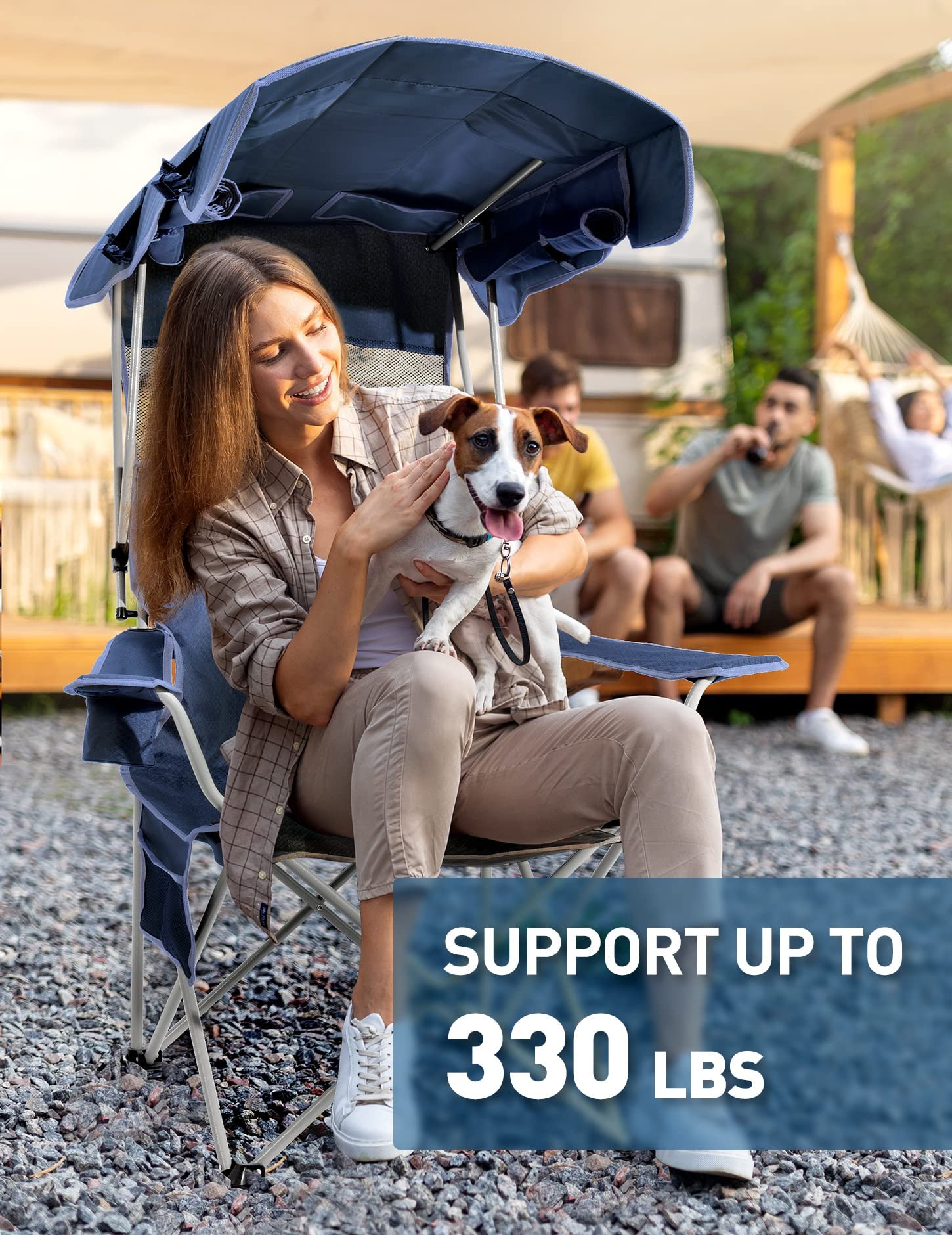 Folding Camping Chair with Canopy and Fan