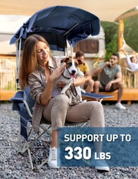 Folding Camping Chair with Canopy and Fan