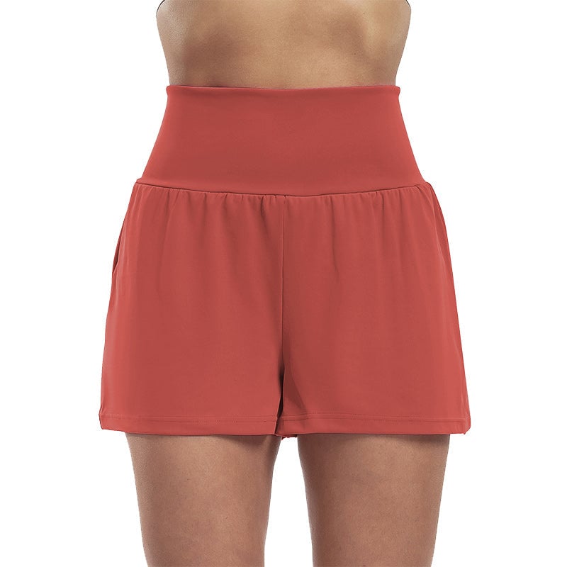 Hochtaillierte Sportshorts mit Fake-Zweiteilung