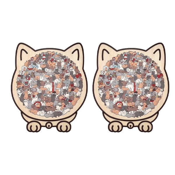 135-Piece Cat-Shaped Wooden Jigsaw Puzzle