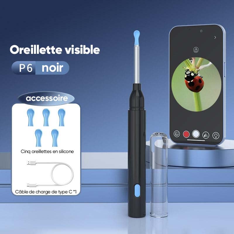 Kit d'épilation des oreilles avec caméra HD, Endoscope auriculaire avec lumières LED