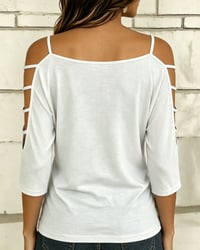 Solid Color Elbow-Length Sleeve Off-Shoulder T-Shirt