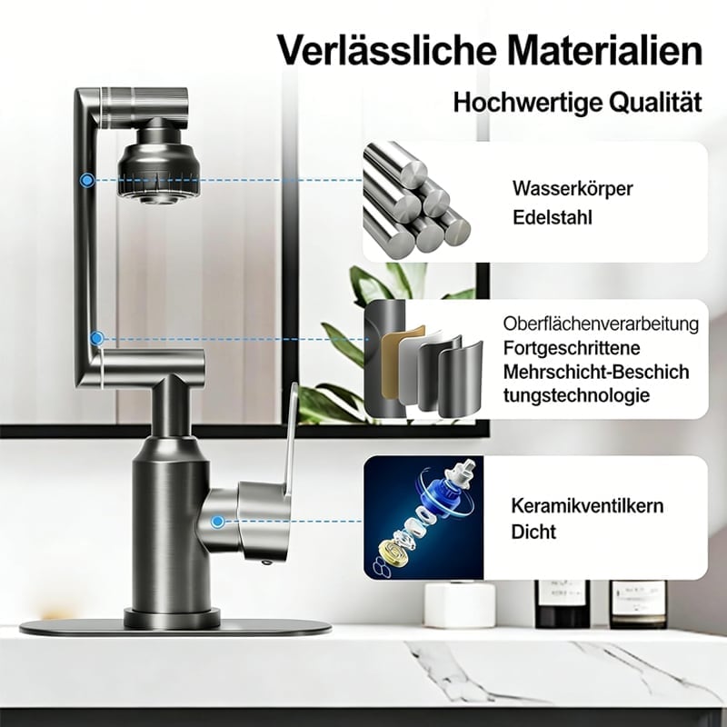 1080° Drehbarer Multifunktions-Wasserhahn aus Edelstahl