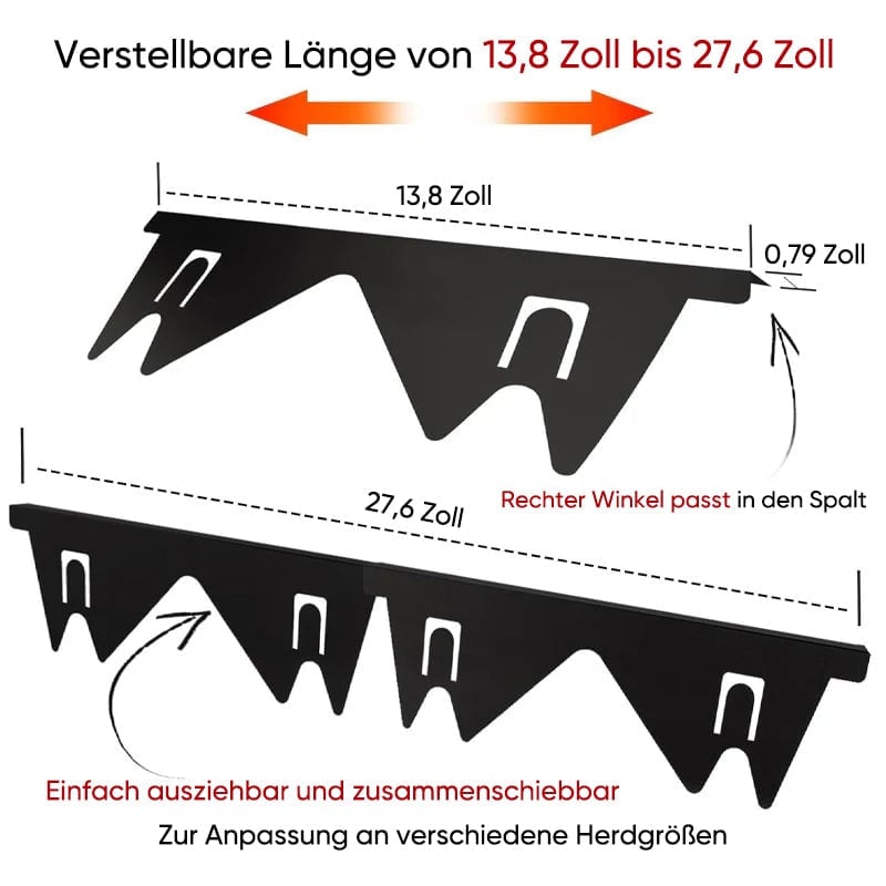 Ausziehbare Herdspaltabdeckung aus Edelstahl