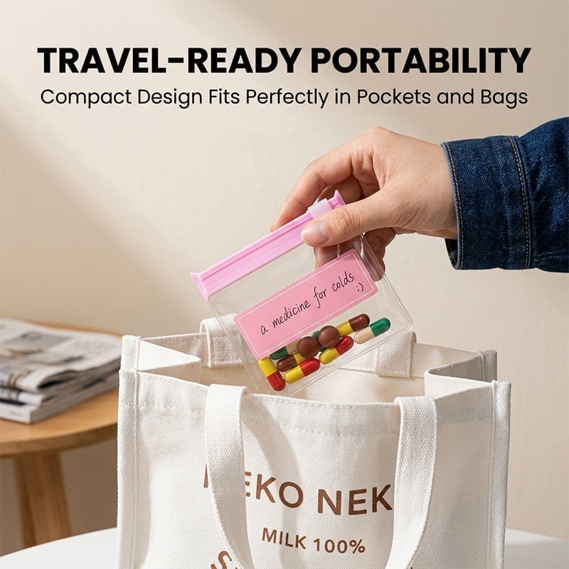 Self-sealing zipper medicine bags