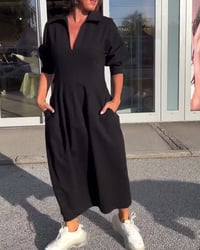 Robe décontractée de couleur unie à revers