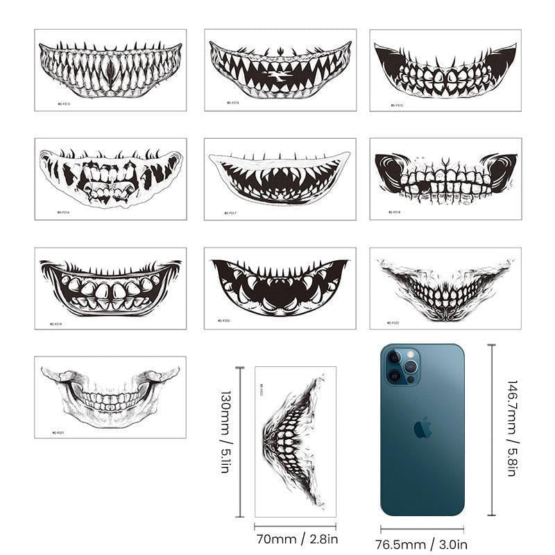 Halloween Scherz-Makeup Temporäre Tattoos (10 Stück)