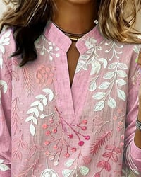 Floral Stand-Collar Blouse