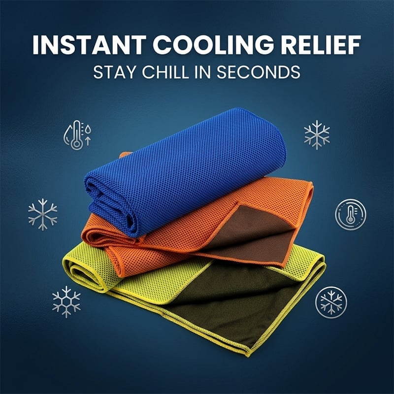 Premium Instant Cooling Towel Set with Storage Bottle