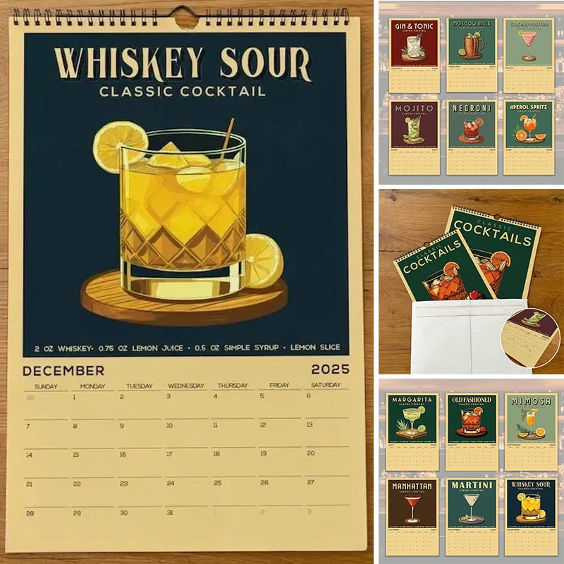 2025 Cocktail Art Wall Calendar