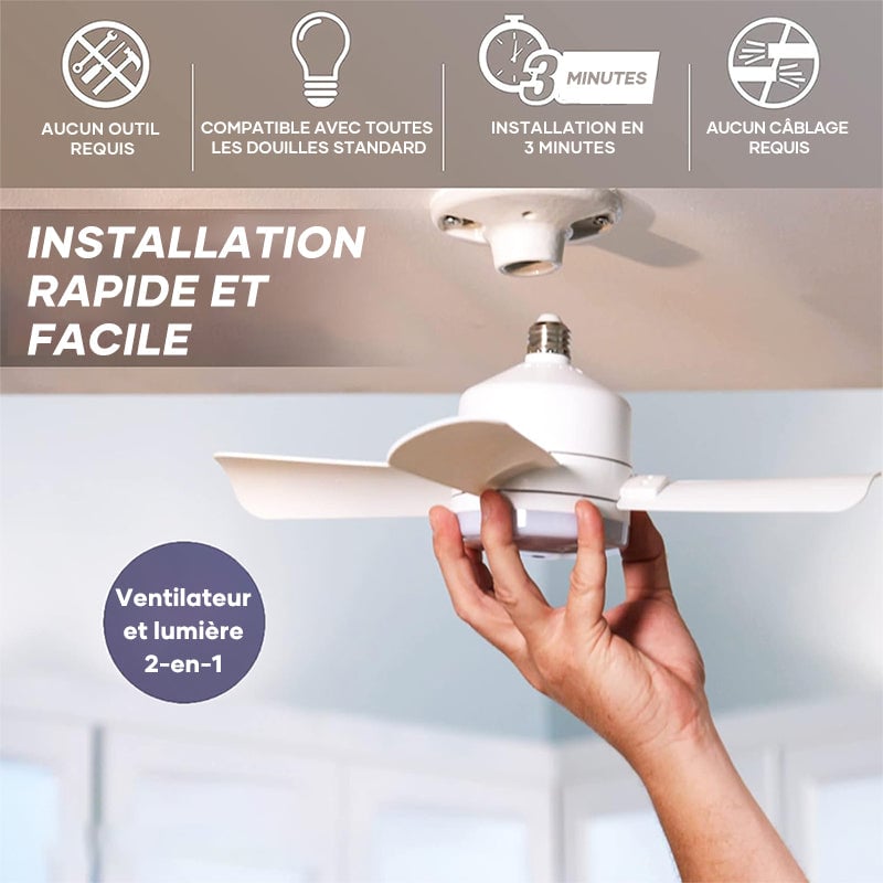 Ventilateur de plafond LED 2 en 1 avec télécommande, base E27E26/B22