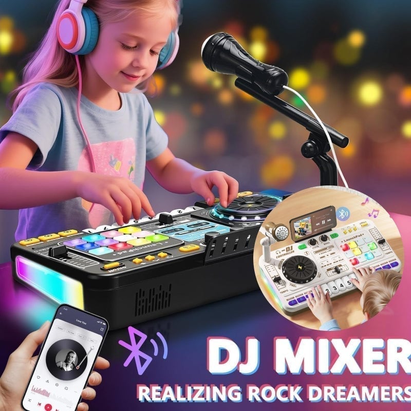 Sakerplus® Kids DJ Mixer Table With Microphone