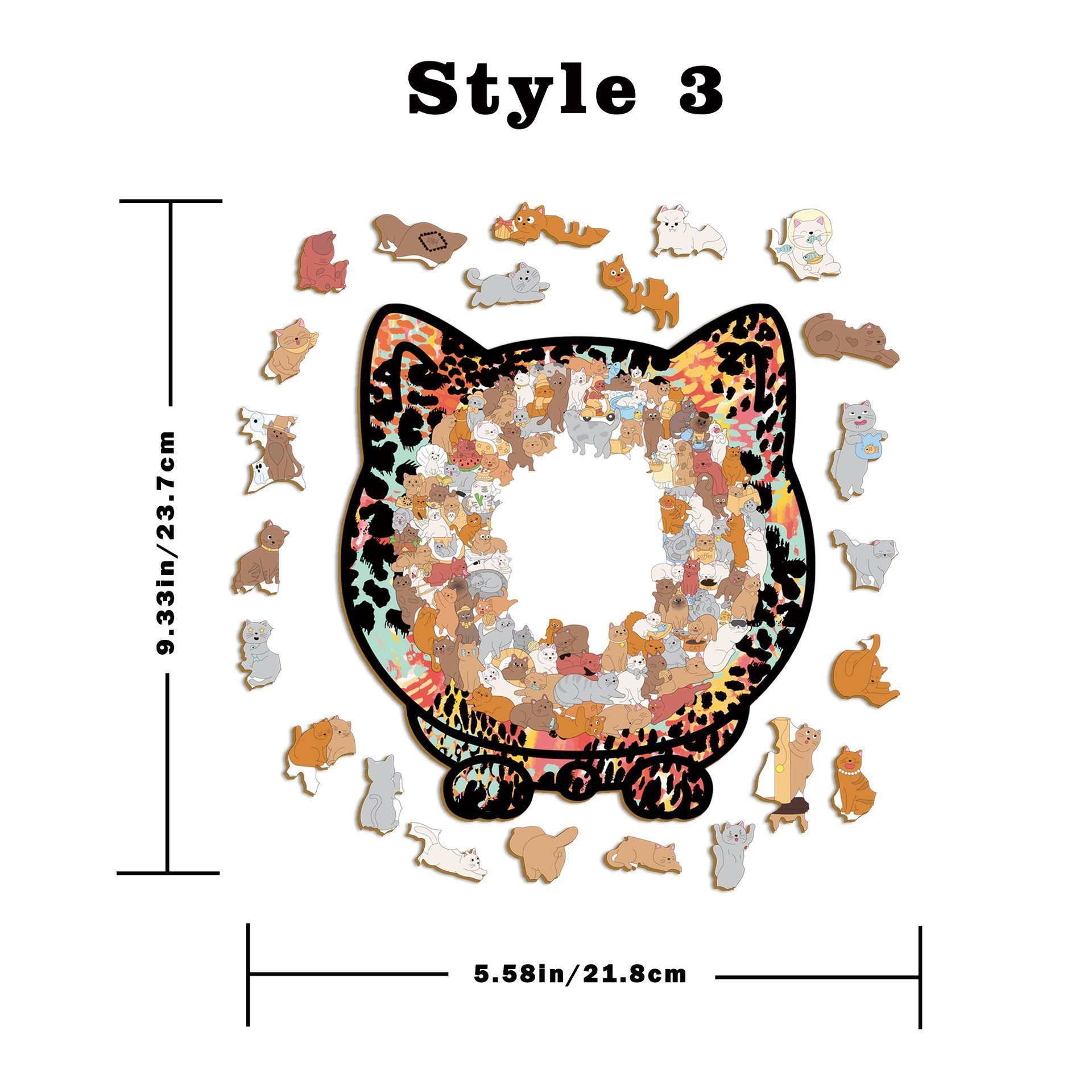 135PCS Cat-Shaped Wooden Puzzle Game