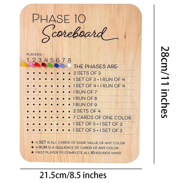 Wooden Phase 10 Score Board