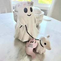 Halloween Ghost Walking Dog Statue👻