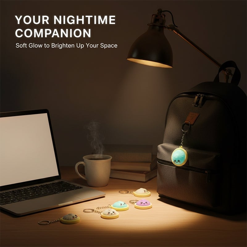 Light-Up Squeezable Steamed Bun Keychain