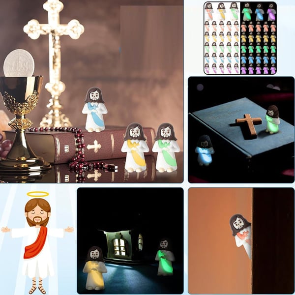 Glow in the Dark Mini Jesus Figurines with Bible verse Cards (5 pcs)