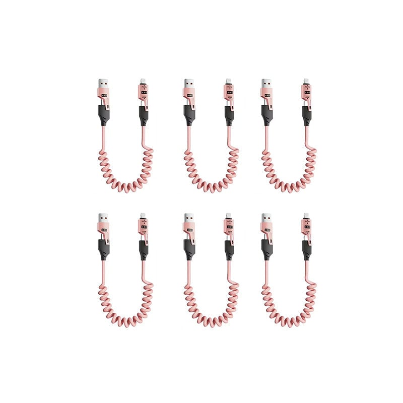 Spring retractable 4 in 1 65w fast charging data cable