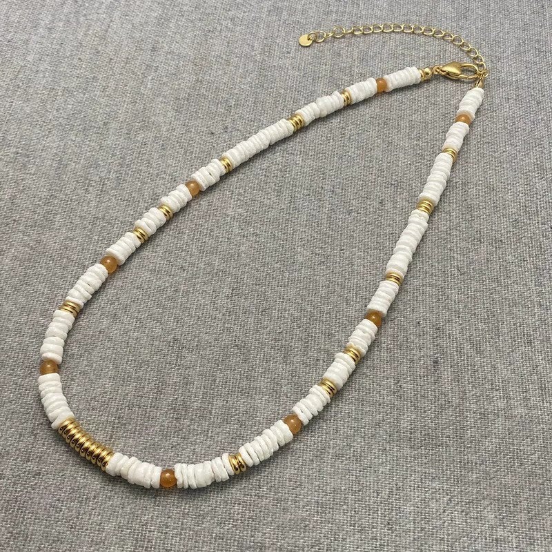 Frisbee Natural Beaded Necklace