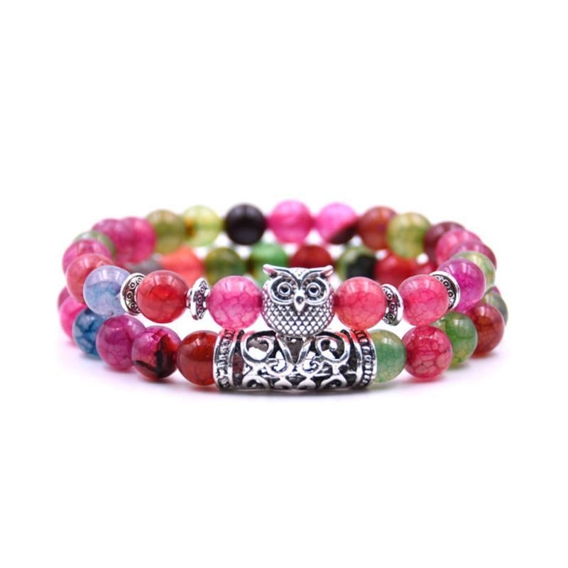Uil Charm Natuursteen Armband