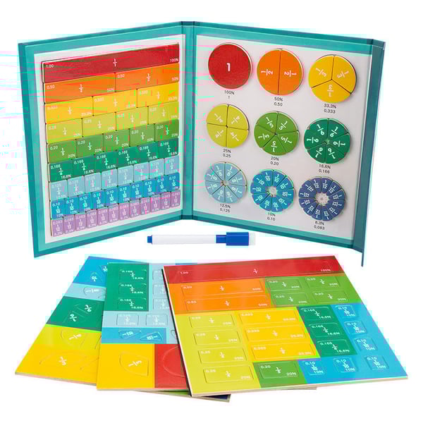 Montessori Magnetic Book Fraction Puzzle Designed for Kids