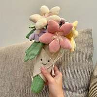 Sødt plysdyr med blomsterbuket