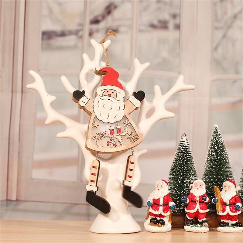 LED Light Christmas Tree Wood Home Hanging Decoration