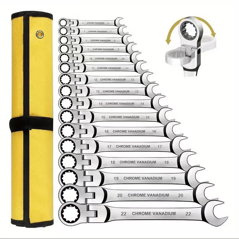 Sakerplus® Flex Head Ratcheting Wrench Set