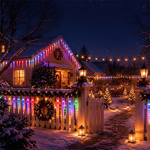 Crystal-clear layered icicle light design