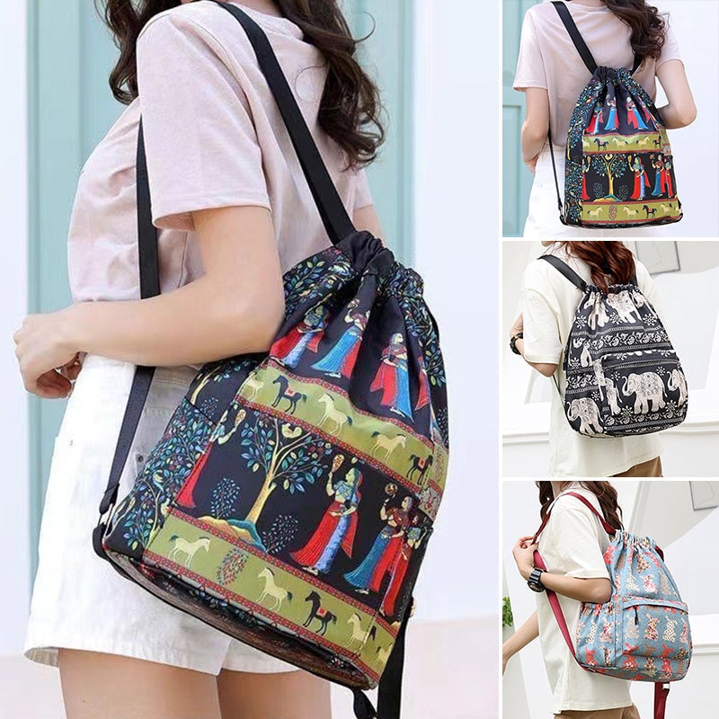 Ethnic Style Drawstring Shoulder Bag