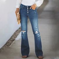 Gescheurde jeans met vijf rijen knopen