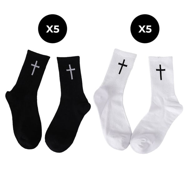 Cross Black And White Socks