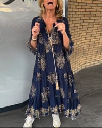 Luźna sukienka z dekoltem V vintage