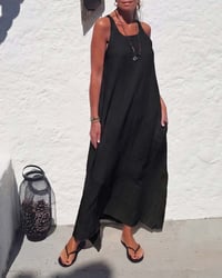 U-Neck Sleeveless Loose Full Skirt Dress