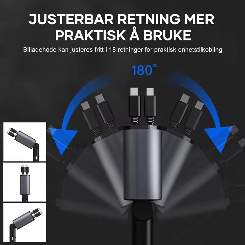 Hurtiglading Uttrekkbar Bil Lader