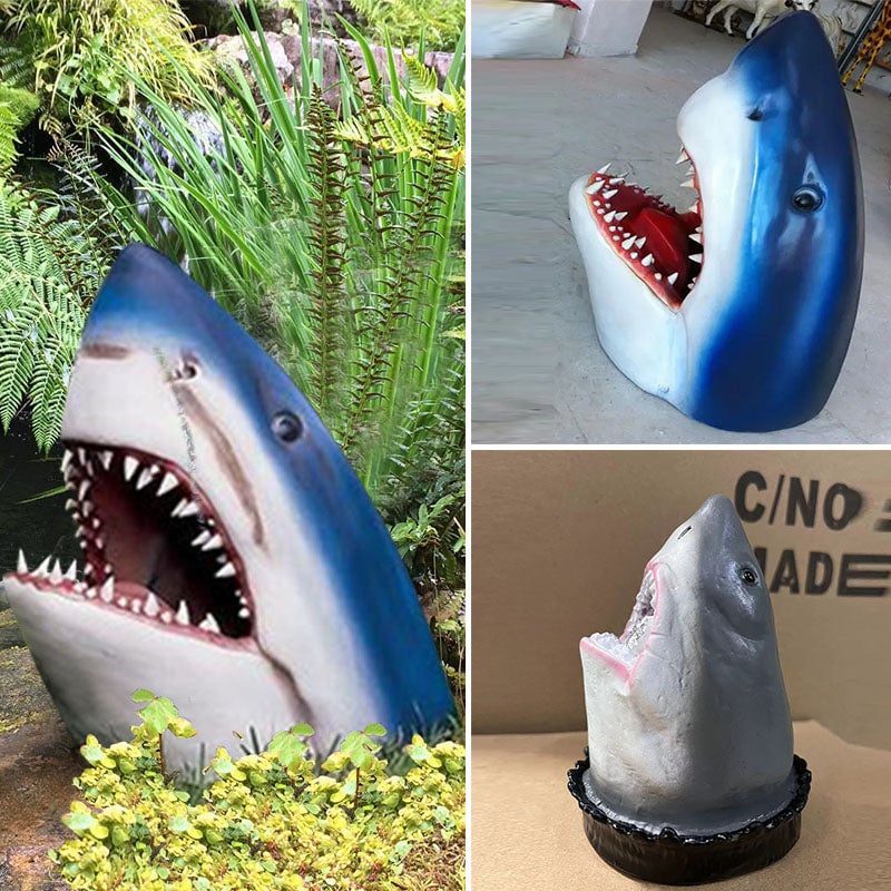 🦈 Décoration de statue d'art de jardin de requin
