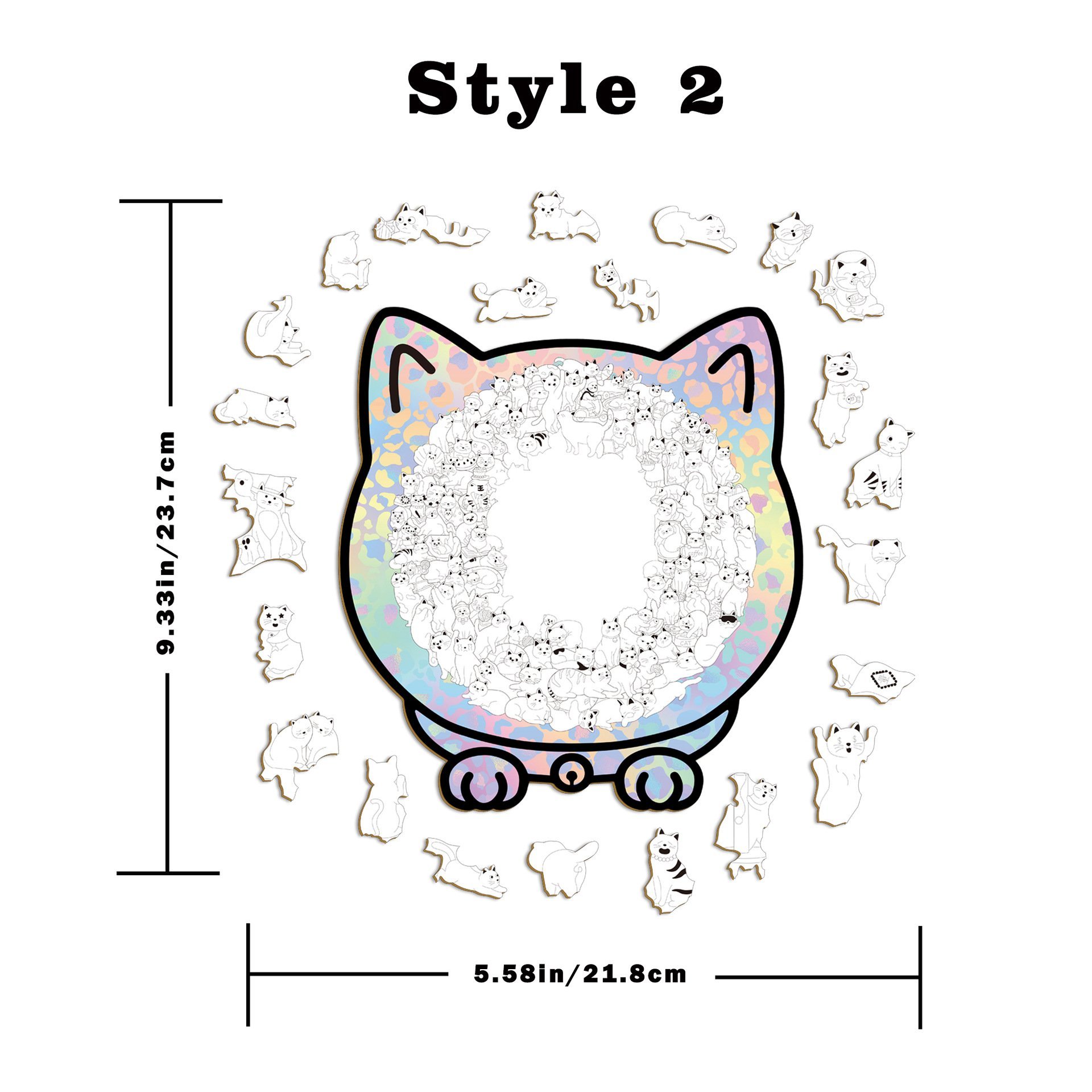 135PCS Cat-Shaped Wooden Puzzle Game