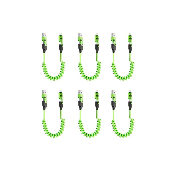 Spring retractable 4 in 1 65w fast charging data cable